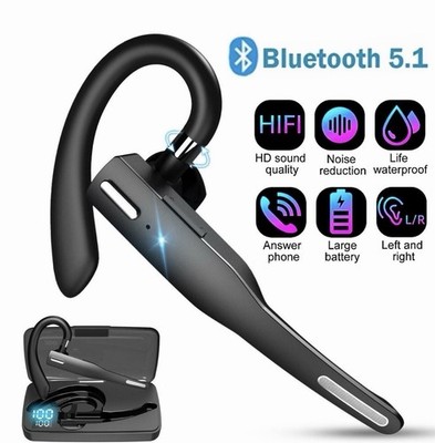 Trucker Wireless Headset Bluetooth 5.1 Earpiece Dual Mic Earbud Noise Cancelling