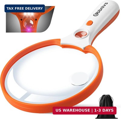 Large Magnifying Glass with Light, Magnifier Handheld Illuminated Lighted Magnif