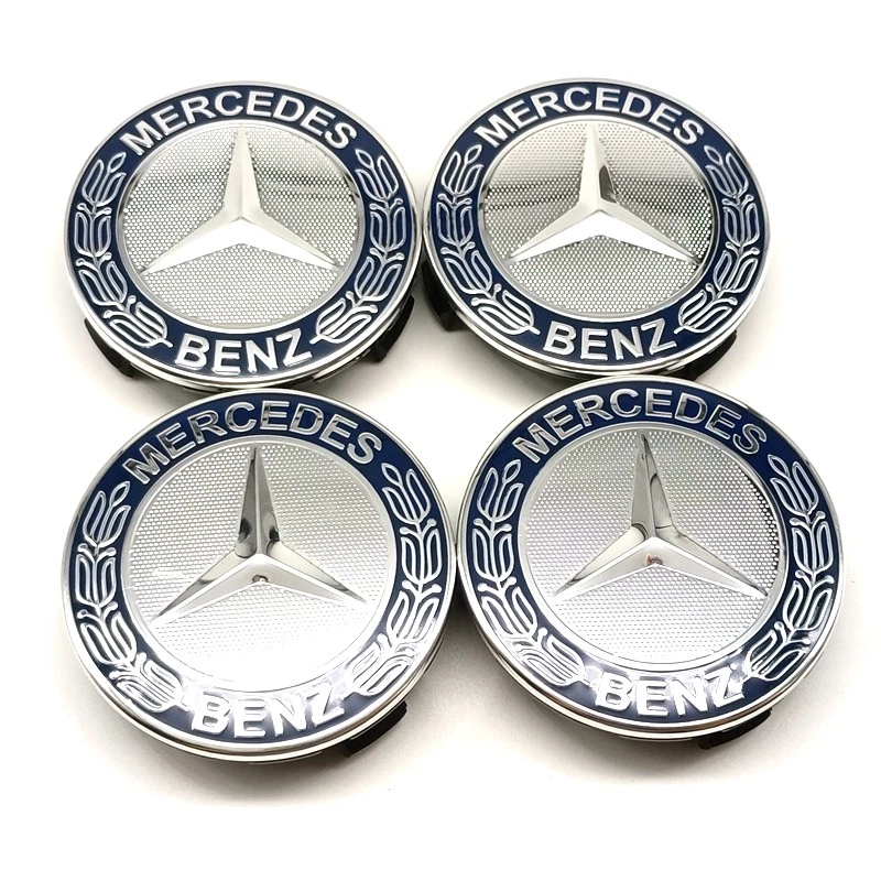 4x For Mercedes-Benz Dark Blue Wheel Center Hubcaps Emblem Rim Cap Set 75mm - Изображение 2 из 4