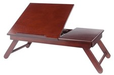 Winsome Alden Solid Wood Lap Desk Flip Top w/ Drawer and Foldable Legs in Walnut