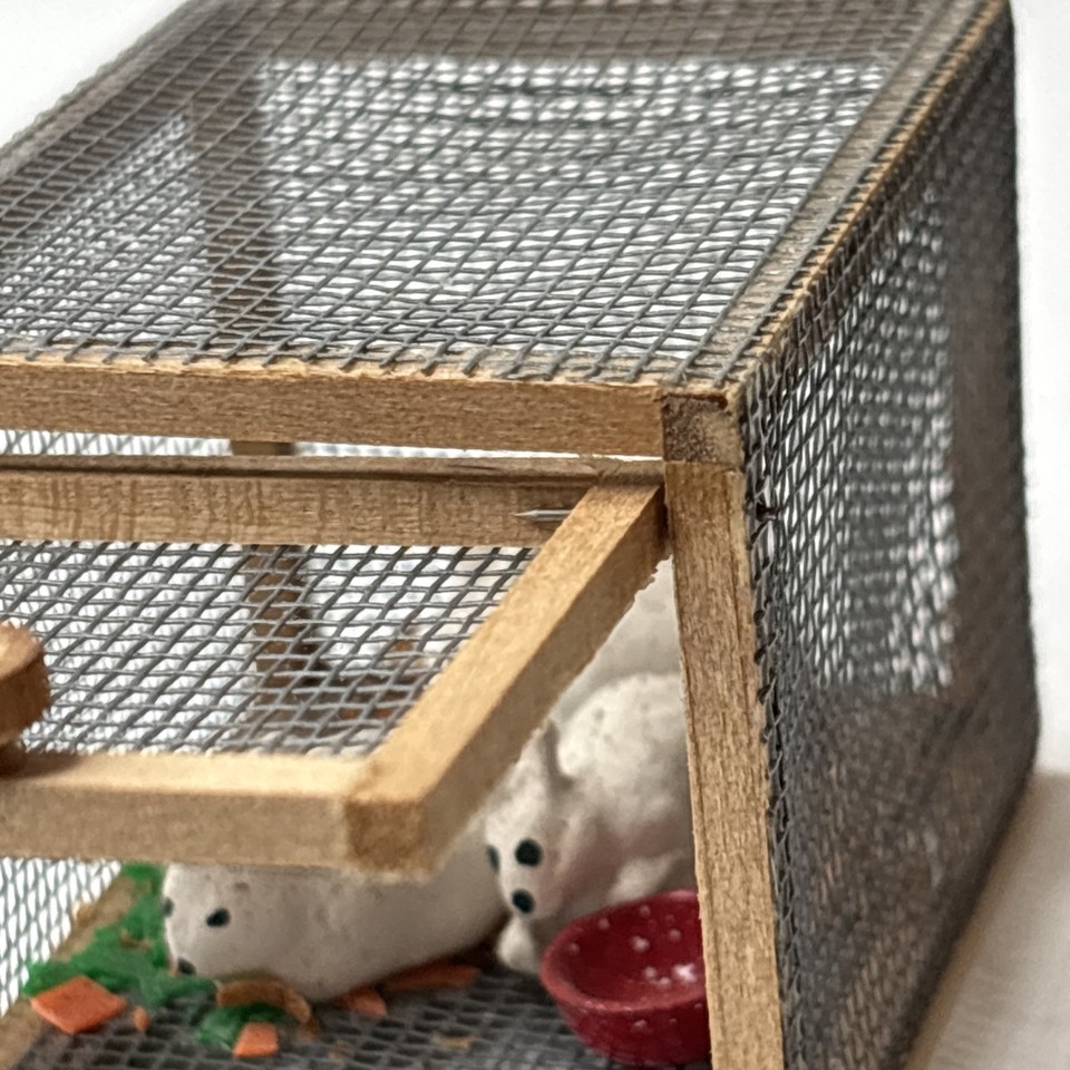 Dollhouse Miniature Artisan Made Bunny Rabbit Small Hutch with 3 ...