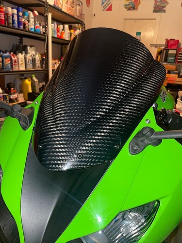 09-18 KAWASAKI ZX-6R ZX-636 ZX-10R RED CARBON HYBRID WINDSCREEN MADE WITH KEVLAR - Picture 5 of 5
