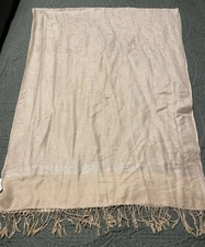 NWT Capelli New York 70”x26” Scarf Beige Light Paisley Print & Stripe