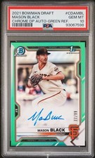 Mason Black 2021 Bowman Draft Chrome Green Refractor Auto Card /99 CDAMBL PSA 10