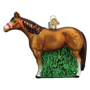 Old-World-Christmas-QUARTER-HORSE-12571-N-Glass-Ornament-w-OWC-Box