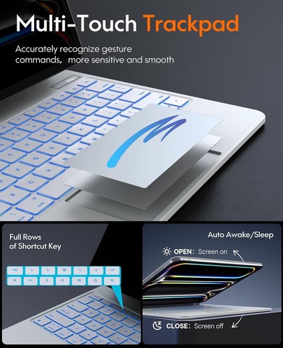 CHESONA für iPad Pro 13 Zoll Hülle 2024 mit Tastatur 7 Farben Hintergrundbeleuchtung - Weiß - Bild 6 von 8