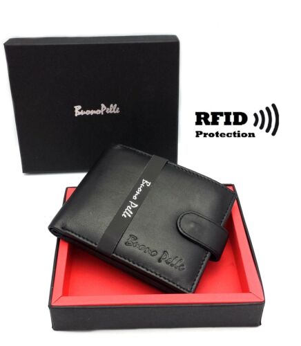 Wallets Mens Slim RFID Blocking Genuine Leather with Zip Coin Pocket, Banknote C - Picture 2 of 6