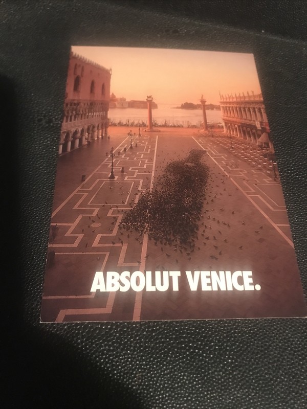 Absolut Vodka Advertising postcard Venice AFFORDABLE Italy Alcoholism VTG LAST 1