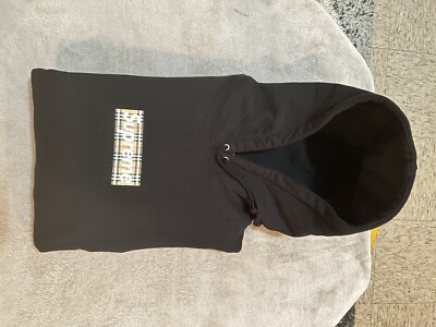 SUPREME X BURBERRY BOX LOGO HOODIE SWEATSHIRT SIZE XL BLACK SS22