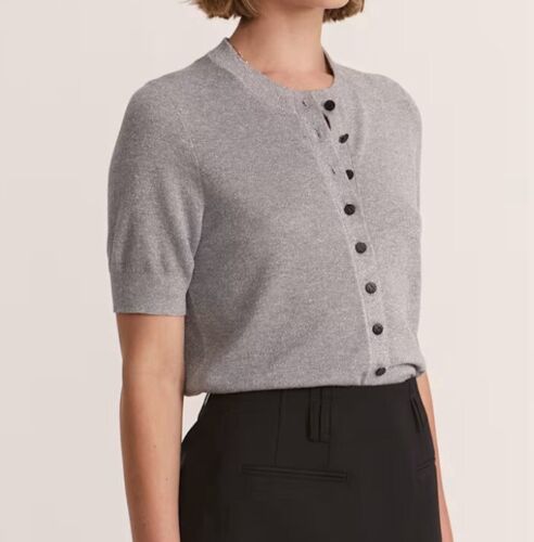SABA Mariya Metallic Short Sleeve Cardi XS Silver Like New Free Postage - Picture 4 of 11