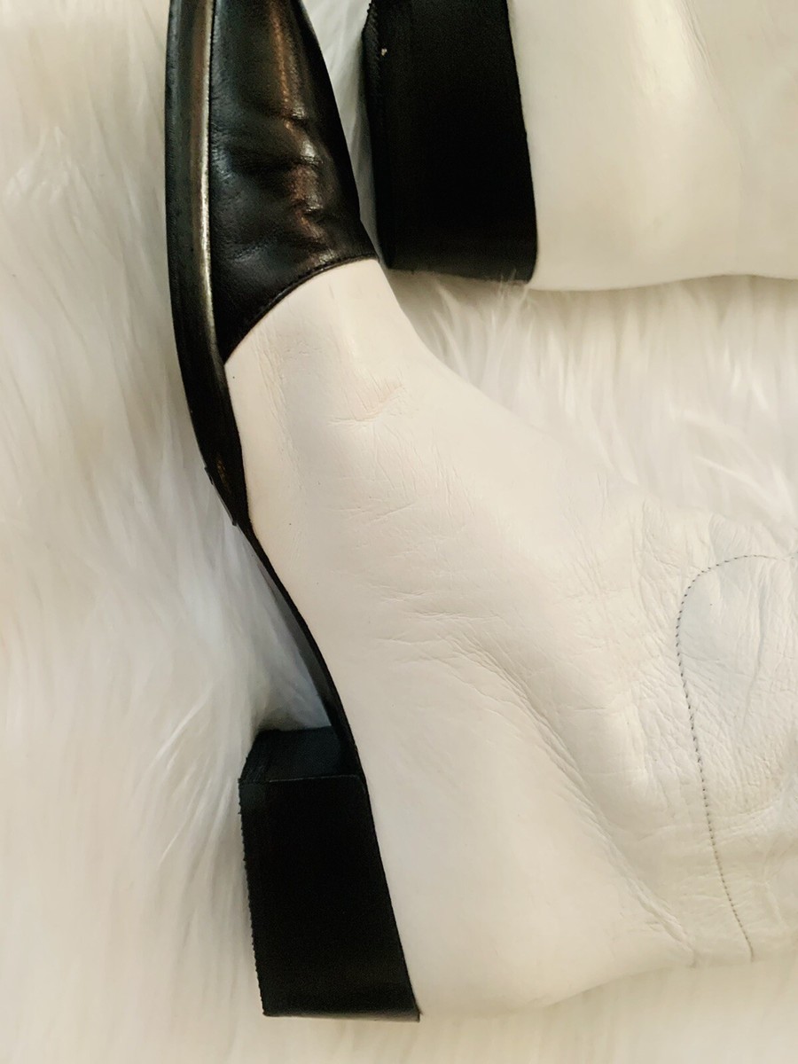 Chanel Vintage white boots low wide heel | eBay