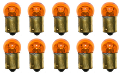 Box of 10 #67A Amber Lamp Auto Bulb Lightbulb BA15s Base, 13.5V, 7.965W