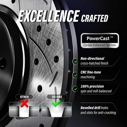 For Honda Civic Acura ILX CSX Rear Drilled Slot Disc Brake Rotor Ceramic Pad Kit - Picture 6 of 14