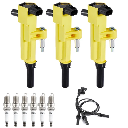 3 Ignition Coil & Wire Set & 6 Spark Plug for 2009-10 Dodge Ram 1500 3.7L UF640 - Picture 2 of 17