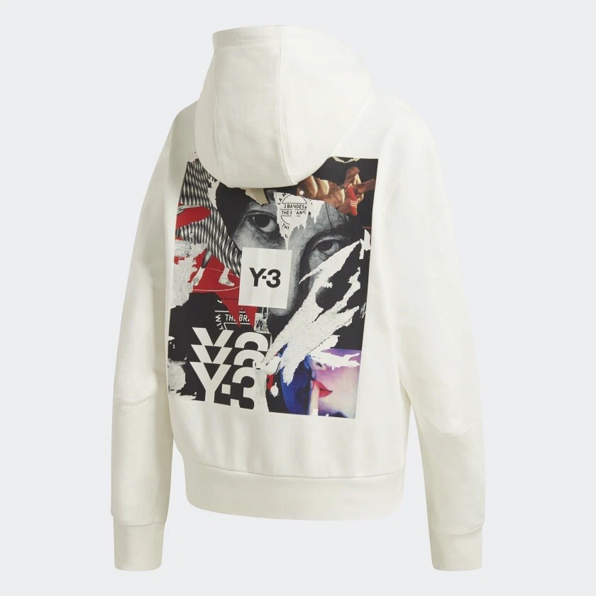Y-3 YOHJI YAMAMOTO CH1 OVERSIZED GRAPHIC HOODIE, Core White Women’s XS NWT