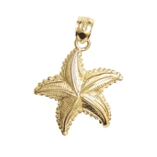New 14k Yellow Gold Starfish Pendant