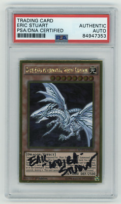 PSA Signed Eric Stuart Blue Eyes Alternative White Dragon MVP1-ENG46 Gold Rare