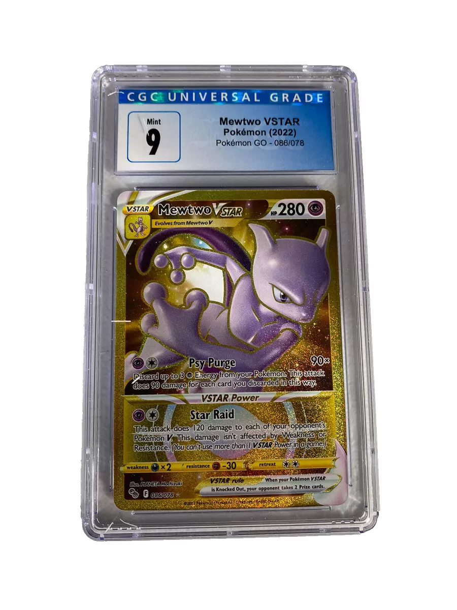 2022 Pokemon Go Mewtwo Vstar 086/078 Secret Gold Full Art PSA 9 MINT