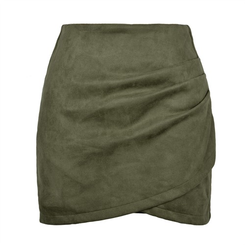 Hot Womens Skirts High Waisted Faux Suede Skirt Irregular Mini Bodycon Skirt. - Picture 13 of 25