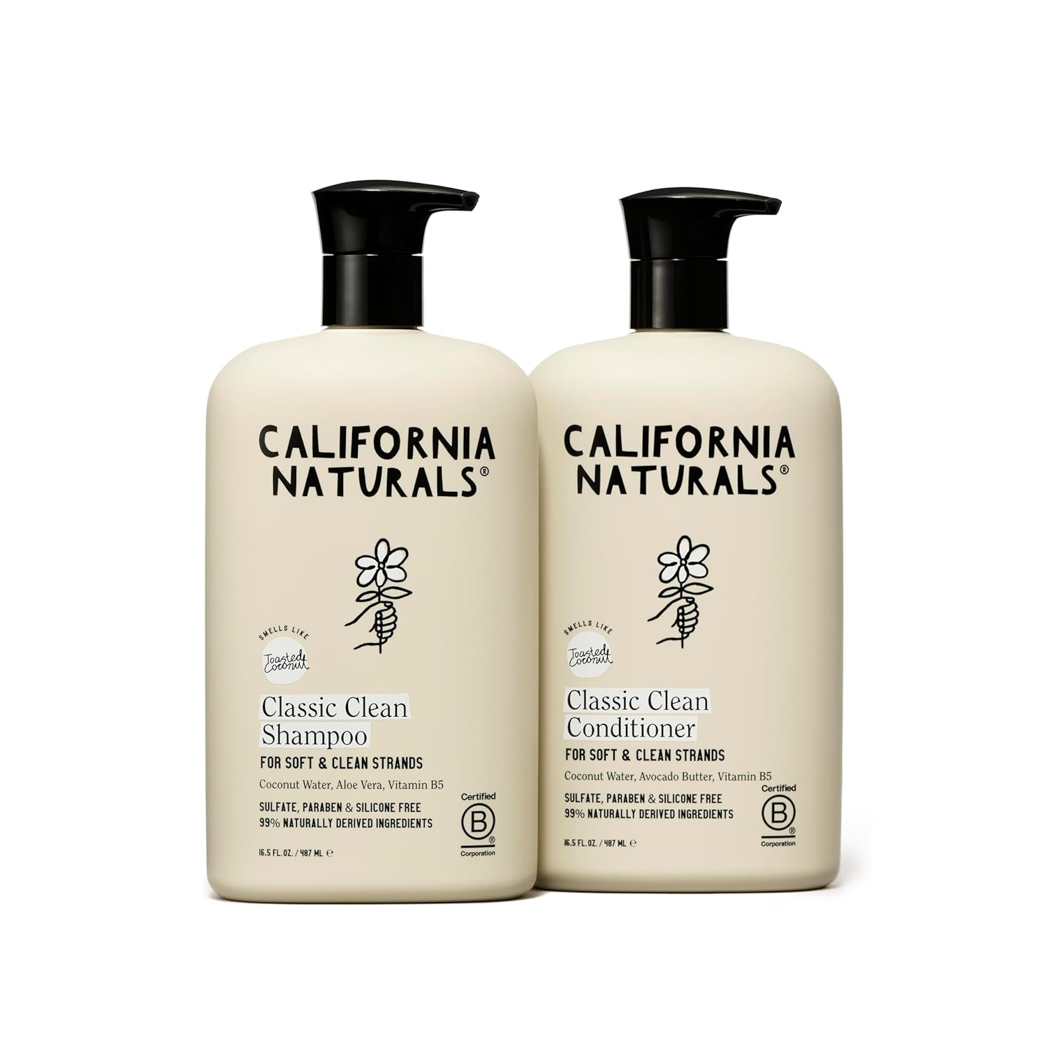 Shampoo and Conditioner Set, Sulfate Free, 99% Naturally Derived Clean Ingredien