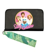 Golden Girls Black 'Stay Golden' Wristlet With ID Holder & Zipper Compartment