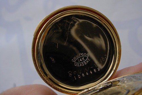 Dainty Antique Elgin, 14K Full Hunter, 5 Colors Of Gold Case. Rose Cut Diamonds - Picture 7 of 8