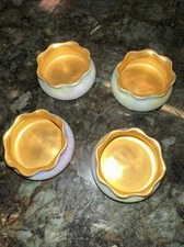 O & E. G. Royal Austria Porcelain Gold Gilt Open Salt Dip Cellars Lot of 4