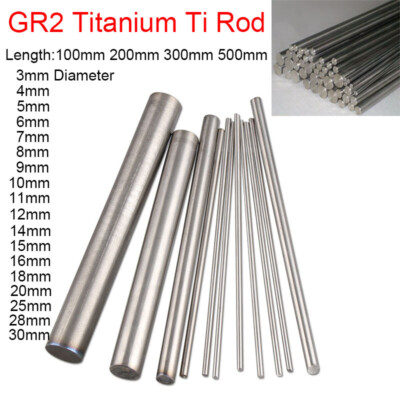 3 4 5mm -14mm Gr.2 Pure Titan Ti Rod Runde Bar MetallWelle 100/200/300/500mm