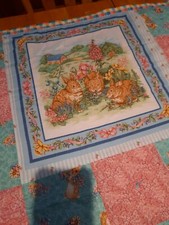Patchwork Cotton baby quilt. Bunnies/flowers. Very Colorful, Unisex NWT