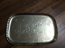 Vintage Arthur Armour Serving Tray Butterfly & Flowers 17 5/8" x 11 5/8"