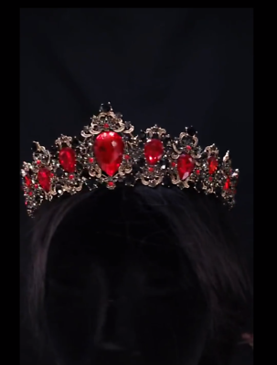 Vintage Baroque Goth Black Red Tiara Crown Princess Queen  display picture 3