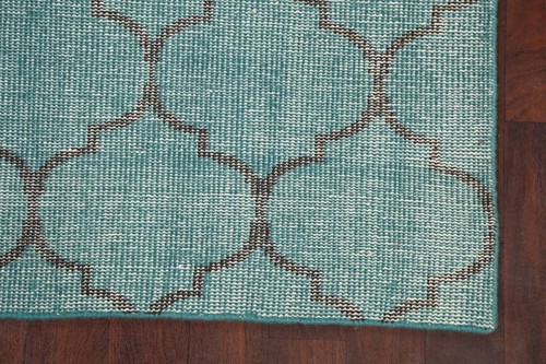 Abstract Teal Green Vintage Style Trellis Area Rug Wool Hand-knotted Carpet 4x6 - Picture 6 of 12