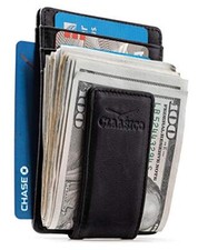 Money Clip Leather Wallet For Men Slim Front Pocket RFID Blocking Wallet