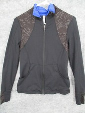 Kyodan Women's Jacket Small Activewear Stretch Full Zip Collared Pockets Black