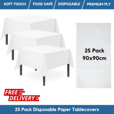 25 x White Paper Tablecovers Table Covers 90cm Tablecloths Party Disposable