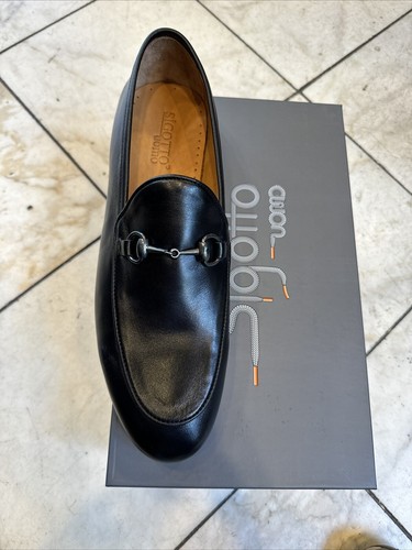 NEW SIGOTTO Uomo Men's Black Color Dress Leather Loafers Shoes Size 46 - Picture 2 of 2
