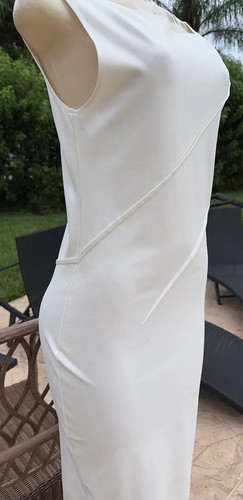 CALVIN KLEIN COLLECTION WHITE STRETCH SLEEVELESS GATHER DETAILS DRESS Sz 8/44 - Picture 7 of 18