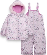 New Carter's Girl's 2-Piece Bib Snowsuit Lilac Heart Sizes 7/8 10/12 NWT
