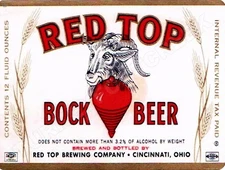 Red Top Bock Beer 9" x 12" Metal Sign