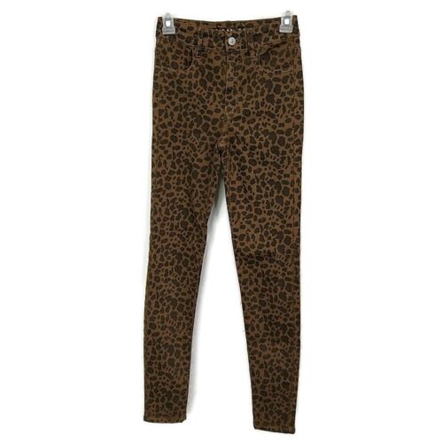 American Eagle Damen Gr. 00 Hose braun Gepard super hoher Bund Jegging Stretch