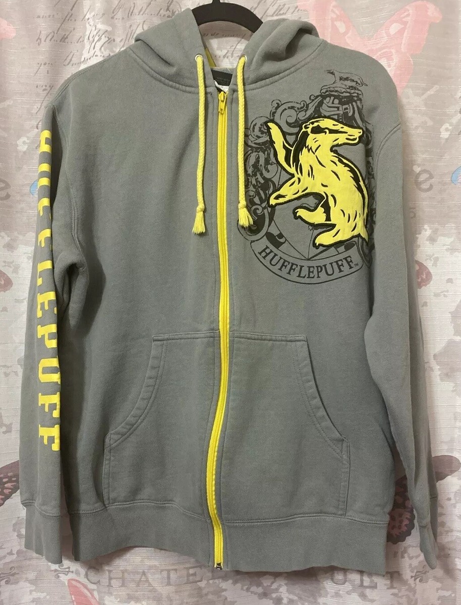 HARRY PORTER Universal Studios Hufflepuff Hoodie Men Small Gray