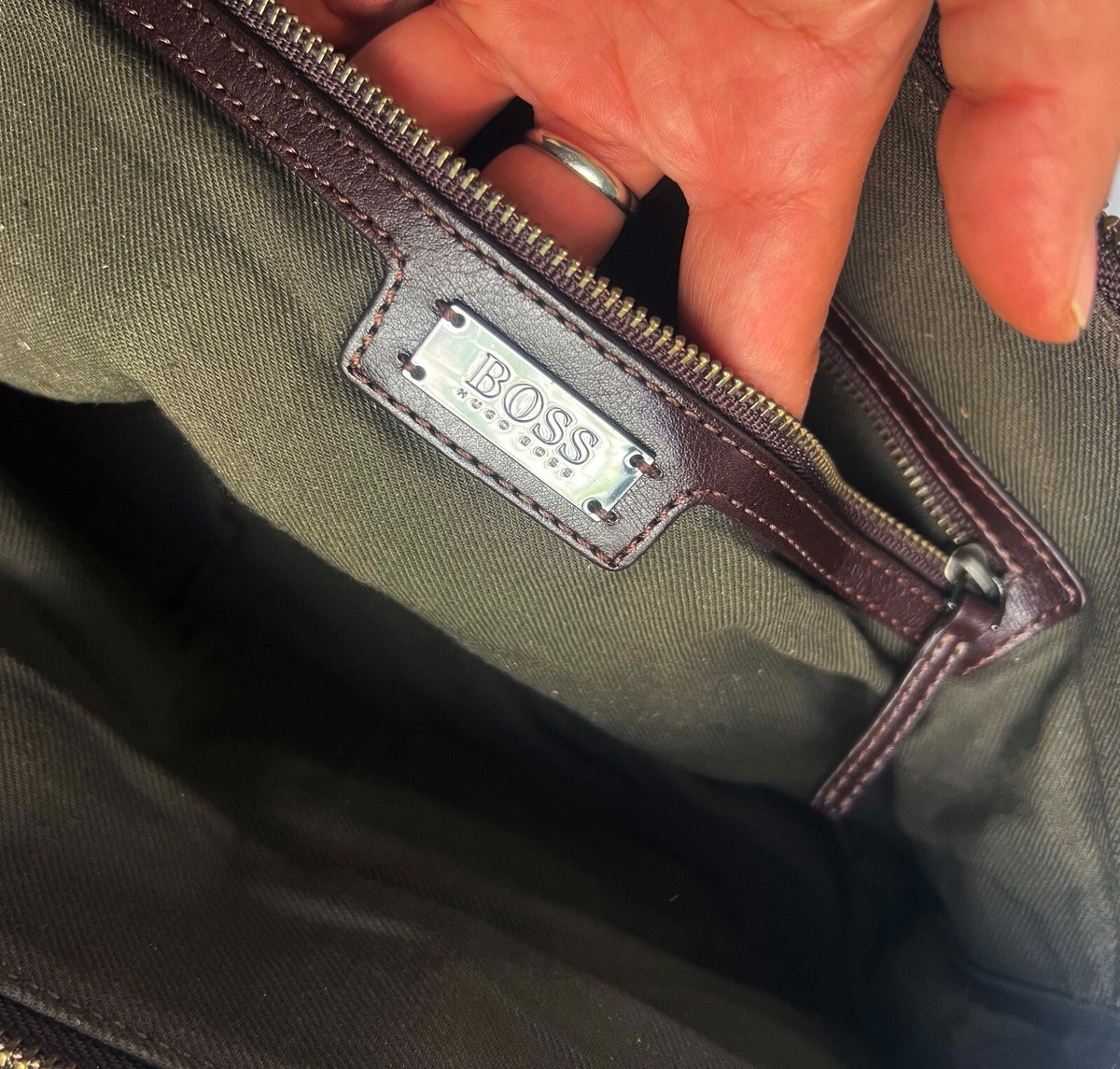 BOSS/HUGO BOSS ビンテージレザーボストンバック ブラウン BOSS/HUGO BOSS ビンテージレザーボストンバック ブラウン Mens