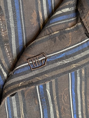 Report Collection Mens L Shirt Brown Striped Dress Long Sleeve Collared Buttons - Picture 5 of 12