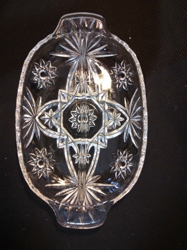 Vintage Star Of David Clear Glass Relish Dish Anchor Hocking Divided 10"x6" - Picture 4 of 4