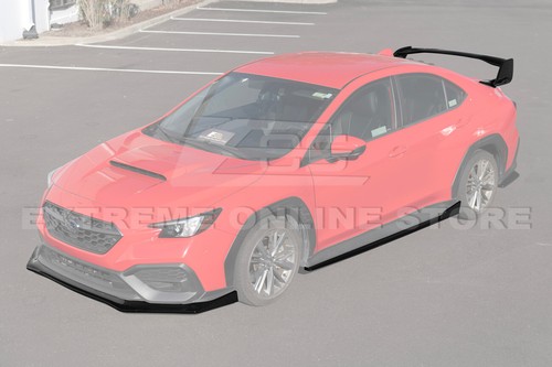For 22-Up Subaru WRX JDM CS Style GLOSSY BLACK Front Lip Side Skirt Rear Spoiler - Picture 2 of 24