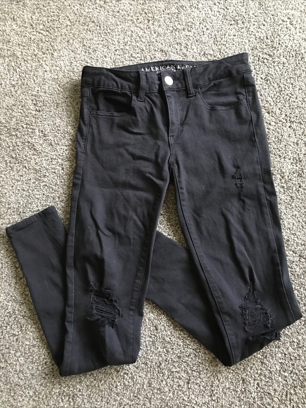 American Eagle Women Black Jeans, Super Stretch Jegging , Size 2