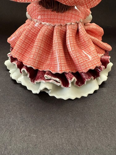 Zampiva Italy statuina bambola ceramica vintage con vestito a quadri e cappello - Foto 7 di 10