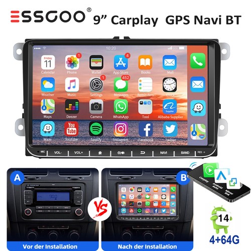 Android 14 4+64G Autoradio GPS BT RDS Für Seat Alhambra Altea Toledo Skoda Fabia - Bild 1 von 15