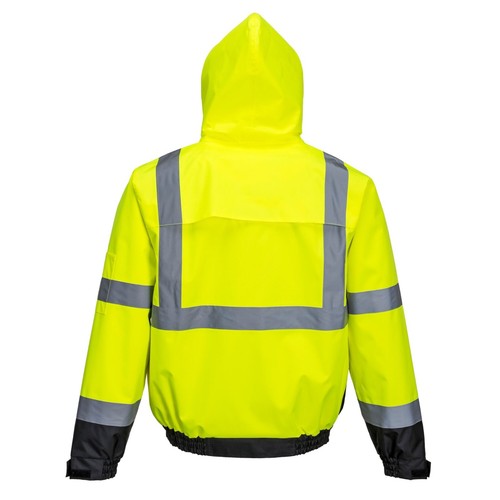 Portwest US364 Hi Vis Premium 2-in-1 Bomber Hooded Waterproof Safety Jacket ANSI - Picture 2 of 5