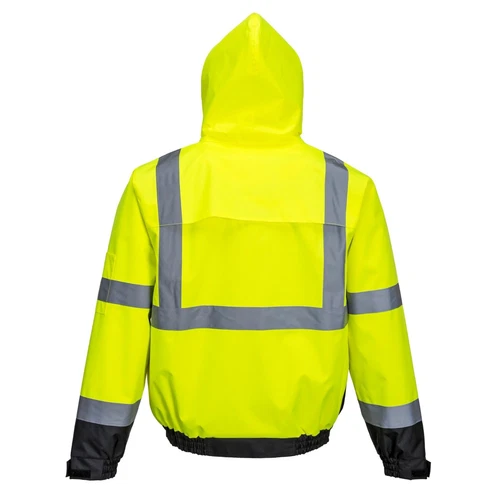 Portwest US364 Hi Vis Premium 2-in-1 Bomber Hooded Waterproof Safety Jacket ANSI image 2